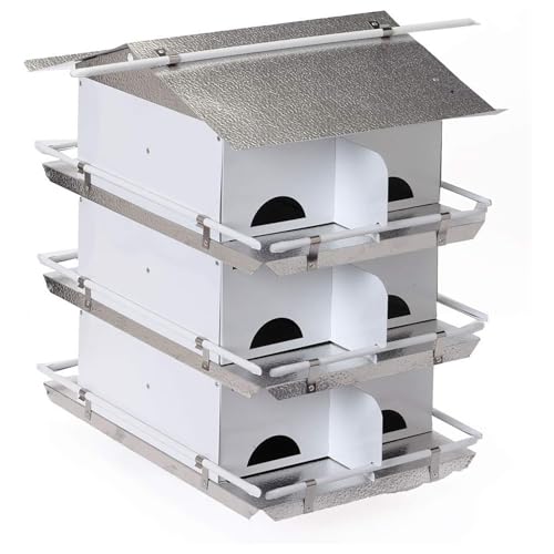 Birds Choice Premium Aluminum Purple Martin House – 12 Room, 3 Floor Birdhouse with Starling Resistant Entrance Holes, Ventilated Roof & Easy Cleaning, Unassembled– USA Made