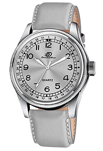 Doublerun Unique Design Leather Strap Analog Watch - for Men (Silver) (B09BZ1Y494) Amazon Price History, Amazon Price Tracker