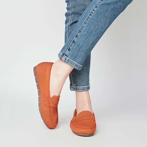 Image of Cvistpieo Loafers for Women Comfortable Dressy Casual Work Flats Lightweight & Breathable Slip On Walking Shoes Knit Brown Size 9.5 Wide Width