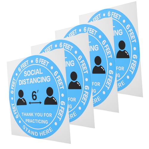 SEWACC 4 Pack Pvc Keeping Distance Sticker Anti-skid School Floor Decal Waterproof Remind Sign for Public Office (random Colors)