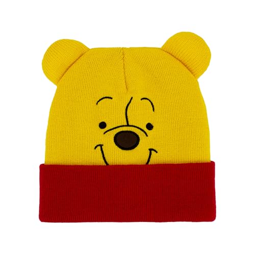 Image of Disney Winnie The Pooh Beanie Hat, Winter Knit Cap with 3D Ears, Yellow