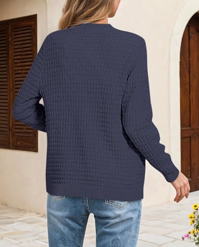 Urban CoCo Women's Long Sleeve Lightweight Cardigan Sweater Button Down Open Front Knit Jacket Casual Outfits4