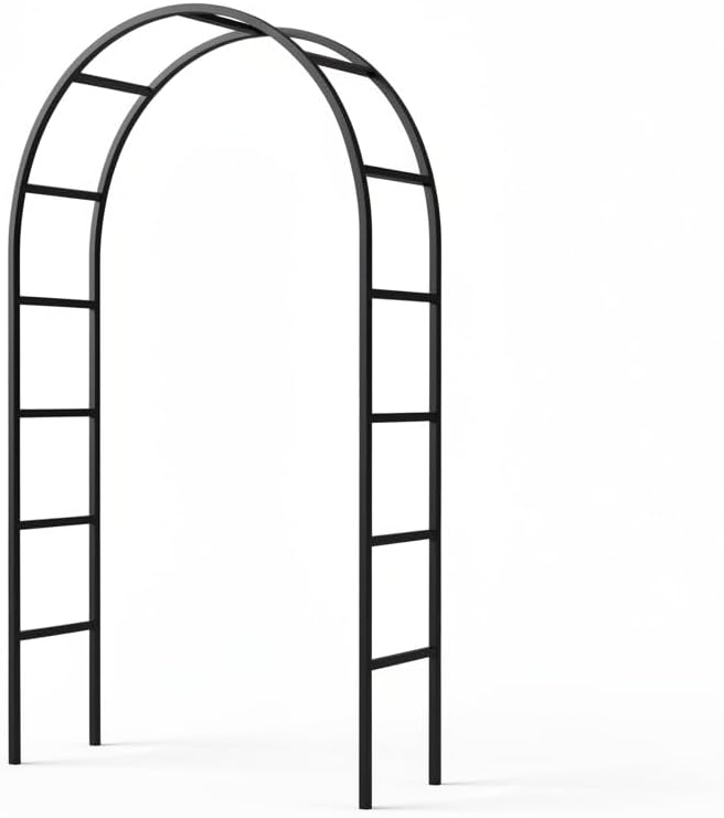 Thickened Circular Tube Garden Entrance Arch – 94.5"H x 55"W Arbor, Weather-Resistant 16mm Metal Tubes & 0.4mm Thickened Wall Construction, Black Powder-Coated Iron Trellis, Easy Installation