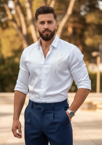 Image of IndoPrimo Men's Stylish Satin Shirt for Party and Casual Wear - Exclusive Designer Full Sleeve Shirt for Men - Pilar