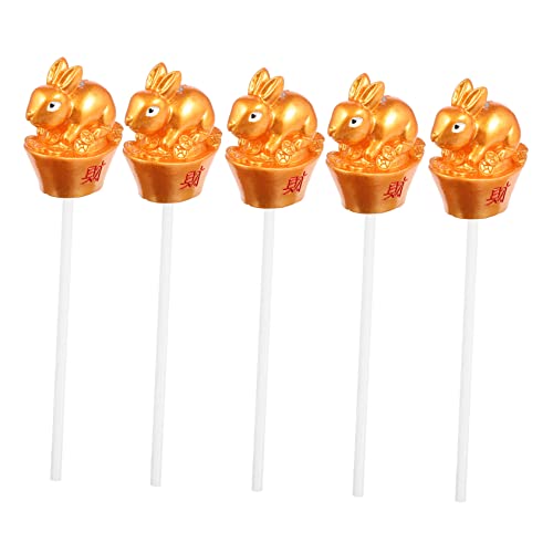 Garneck 5Pcs Cake Insert Chinese Decor Lunar Year New Year Rabbit Figurine Chinese New Year Decorations Miniature Rabbit Toppers Rabbit Miniature For Cake Bunny Figurine For Cake Mini Food #TOP21
