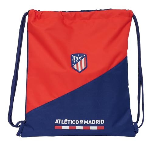 Safta ATLÉTICO DE MADRID - Mochila Saco Plano Grande, Mochila, Ideal para Niños de Diferentes Edades, Cómoda y Versátil, Calidad y Resistencia, 35x40 cm, Color Rojo/Azul