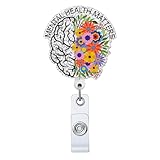 mental health matters - bobina retrattile per badge con clip identificativa, regalo per infermieri, dottori, neurologi, ufficio medico, assistente sociale, clip a coccodrillo
