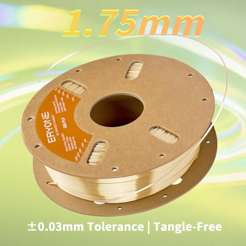 Image of ERYONE Silk PLA Filament for 3D Printer 1.75mm + /- 0.03mm, Shiny Filament 1kg (2.1lbs) /Spool, Light Cream Yellow