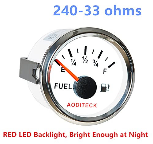 AODITECK Marine Fuel Level Gauge for Boat Vehicle SUV Aftermarket Fuel Gauge 240-33 ohm Bundle Fuel Sending Unit 5\" (240-33 ohms) for Boat Car Truck