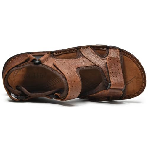 Image of Arkbird Men's Sandals, Premium Leather and Non-slip Rubber Soles Comfortable with Arch Support Outdoor Hiking Sport Summer Shoes Brown 12