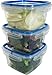 Snips SnipsLock -Set 3 Pezzi X 1 LT Quadrato Contenitori Per Alimenti Decorato -Made In Italy - Bpa Free