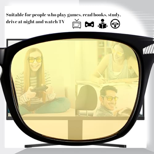 Image of Polarized Sunglasses for Women Men Night Vision Glasses Anti Glare | Yellow Anti Glare UV400 Lens, Lightweight Square Frame, for Day Night Use, Driving, Fishing, Cycling, Traveling
