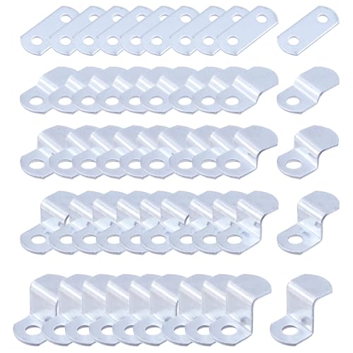 Image of 50 Pieces Offset Canvas Clips Metal Photo Frame Clips Mirror Clamps Heavy Duty Offset Mirror Clips for Picture Framing Painting Blackboard, with Screws (10 pcs Each 0 /0 inch, 1 /8 inch, 1 /4 inch 3 /8 inch 1 /2 inch)