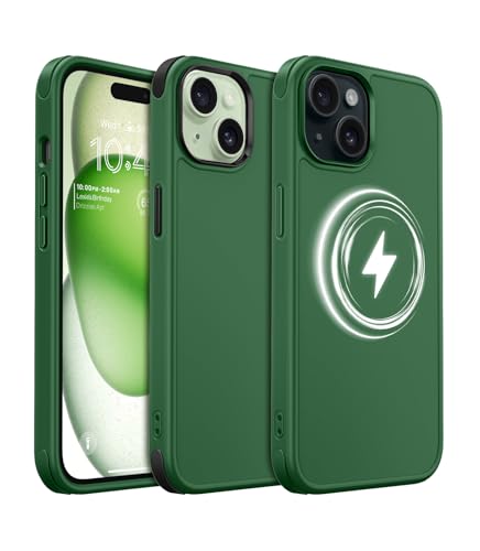 #VerdientProvisionen<br>Magnetisch Hybrid Silicon Hülle für iPhone 13 Hülle iPhone 14 Hülle [Kompatibel mit MagSafe][2-Sets Bumpers] Stoßfest Schutzhülle Magnet Dünn Handyhülle iPhone 13 14 Case Alpin Grün