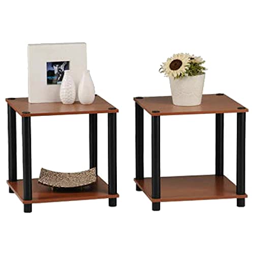 Momentum Furnishings 2 Piece - Cherry Finish with Black Accents End Table Set