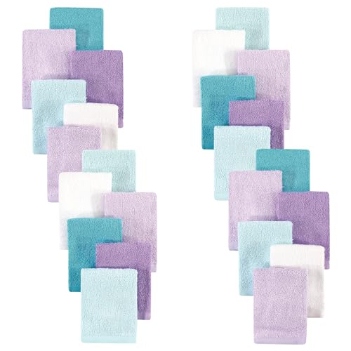 Image of Hudson Baby Unisex Baby 24Pc Rayon from Bamboo Woven Washcloths, Purple Mint, One Size
