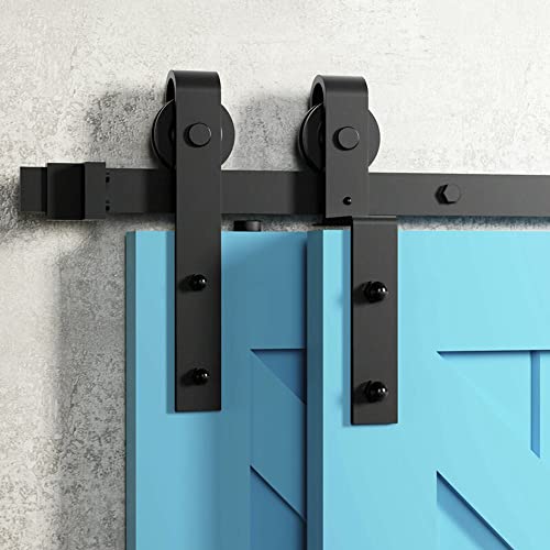 HOCONNIE 6FT/183cm Sliding Barn Door Hardware Kit Barn Door Kit Sliding Door Track for Coincide Double Door