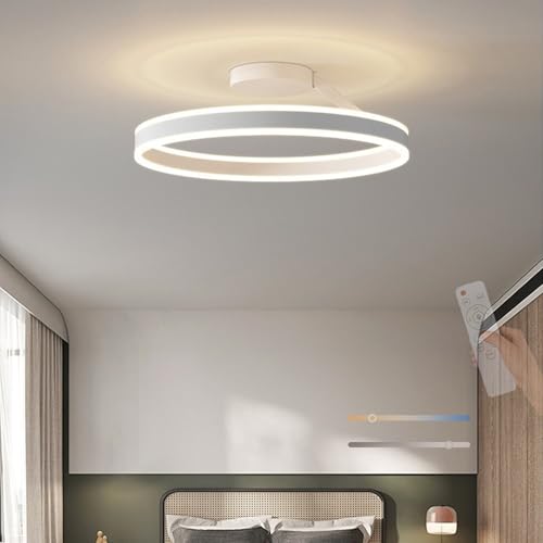 TZSMUM Plafon LED Techo Interior con Mando Distancia 2700K-6500K Regulable Lámpara de Techo Creativa Diseño Lámpara Techo Semi Flushmount para Balcón Salón Dormitorio (Blanco,40cm)