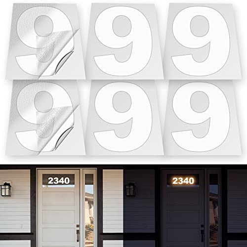 iSYFIX Reflective Vinyl Number 9 (Nine) Stickers, 5 Inch, 6 Pack