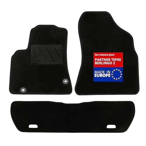 DBS - Tapis de Sol Voiture - sur Mesure - Adapté à Votre Peugeot/Citroen Partner Tepee/BERLINGO 2 (04/2008-08/2018) Antidérapant : Clips de Fixation et...