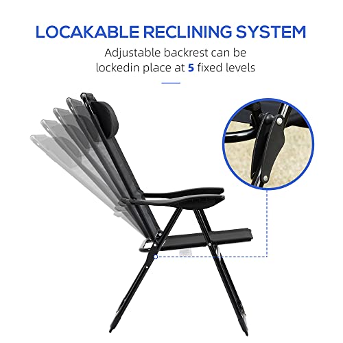 Outsunny US84B-902BK0131 Folding Patio Chairs Set Of 2, Outdoor Deck Chair With Adjustable Sling Back thumb #4