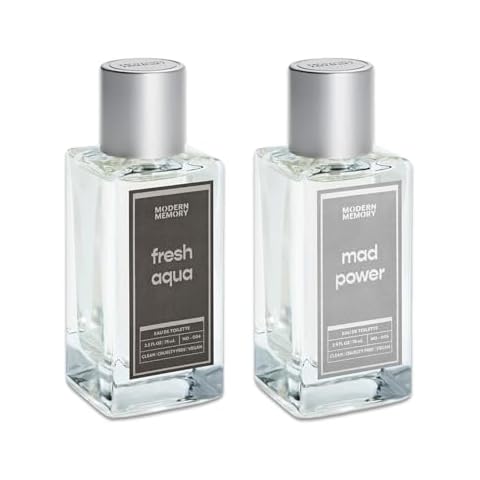 Modern Memory Men Perfume Set - Fresh Aqua & Mad Power Eau de Toilette, Cologne for Men, Gift Set, Men's Cologne, Luxury Fragrance, Pack of 2 x 2.5 fl oz Cover