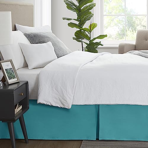 Image of Nestl Teal Full XL Bed Skirt - Full XL Size Bed Skirt 14 Inch Drop - Brushed Microfiber Bed Skirts - Hotel Quality Pleated Bed Skirt - Shrinkage & Fade Resistant