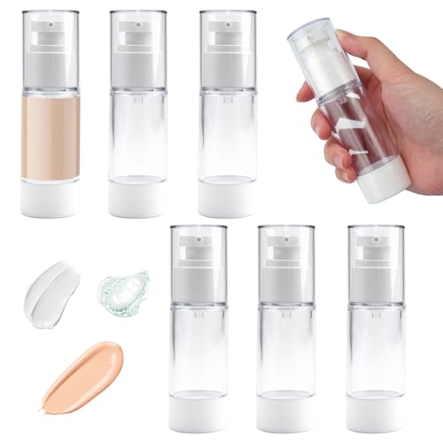 6 Stück Airless Pumpspender 30 ml,Leer Pumpspender Creme,Kunststoff Kosmetik Vakuum Cremespender,Kosmetik Pumpspender zum Befüllen,Reise Pumpspender,Nachfüllbar Airless Pumpspender Creme für Kosmetik