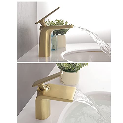 Mitigeur de lavabo cascade haut de gamme en laiton doré - 5