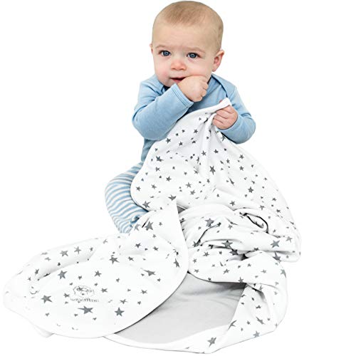 Woolino Baby Blanket for Crib or Stroller - Merino Wool and Organic Cotton Infant Blanket - 4 Season - 40” x 31.5” - Stars