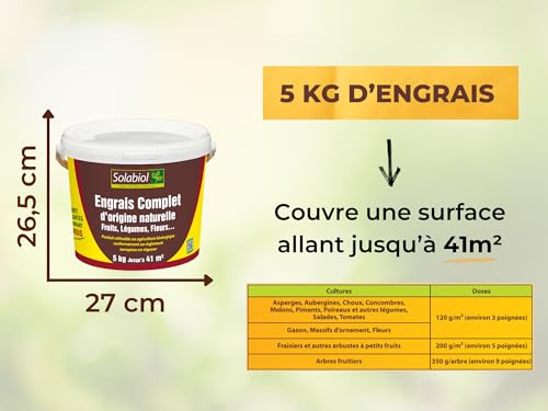 Solabiol SOCOMP5 Volldünger - Obst, Gemüse, Blumen | Eimer 5 Kg Verwendbar in der ökologischen Landwirtschaft