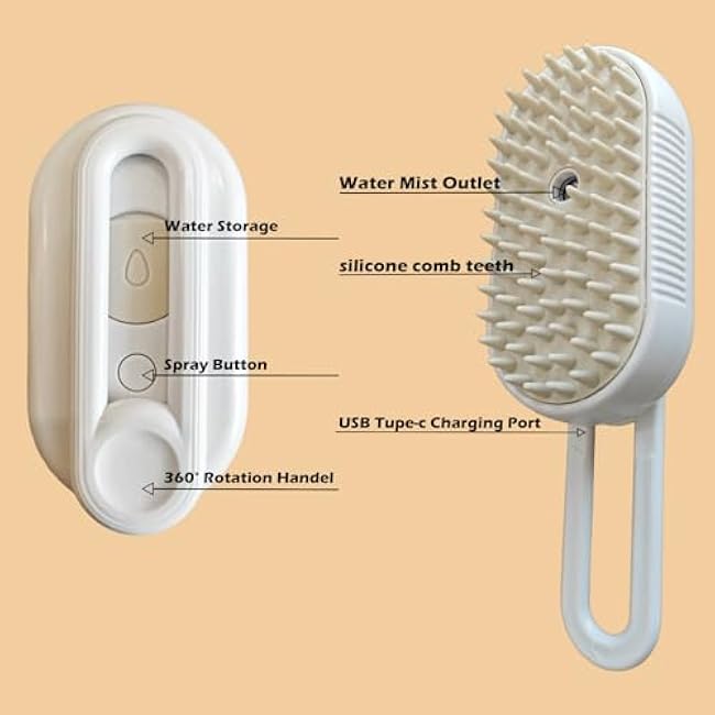 Cat Steam Brushes for Shedding, 4 in 1 Rechargeable Steam Brush for Cats and Dogs,Grooming Comb with Spray-1pv2Cf17