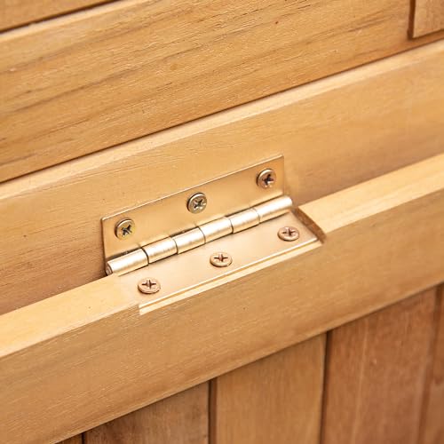 Image of Cambridge Casual Arie 48-Inch Teak Outdoor Deck Box Storage Chest - Weather-Resistant Patio Organizer with Soft-Close Lid for Pool or Garden Storage, 49 Gallons