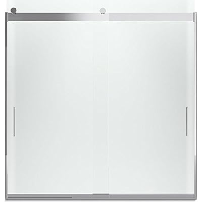 KOHLER K-706000-D3-SH Levity Bypass Bath Door with Handle and 1/4-Inch Frosted Glass in Bright Silver