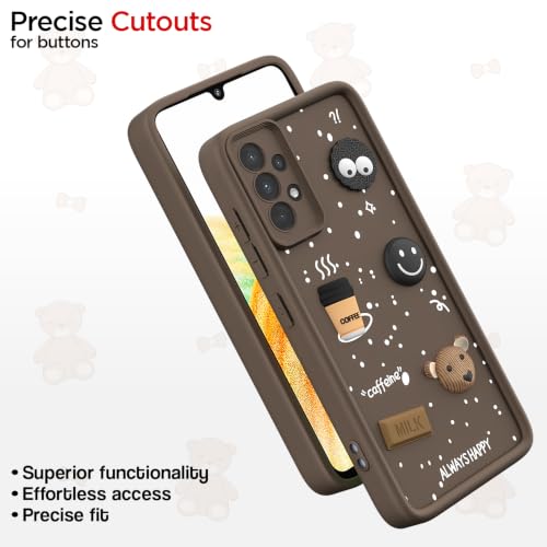 Image of Outlouders Back Cover for Samsung Galaxy A33 5G | 3D Cartoon Bear Cute Fun Silicone Full Body Protection Bumper Case (Brown)