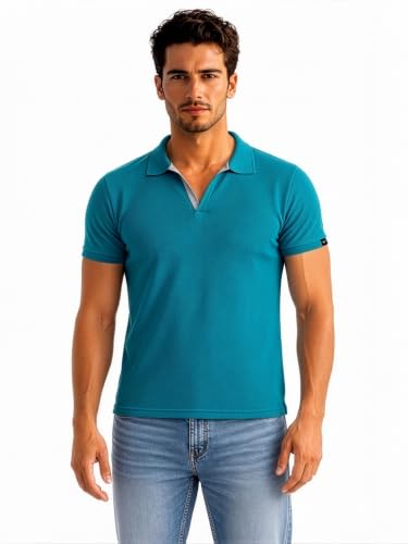 Image of Status Quo Men's Polo T-Shirt | Rich Cotton Blend | Slim Fit | All Day Comfort | Contrast Inner Placket | Polo Collar