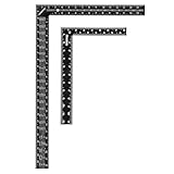 POWERTEC Carpenter Square Set, 16'x24' Framing Square w/Rafter Tables (1PK) & 8'x12' Square Ruler with Imperial & Metric Graduations (1PK) for Woodworking, Construction, Arts & Crafts (80037)