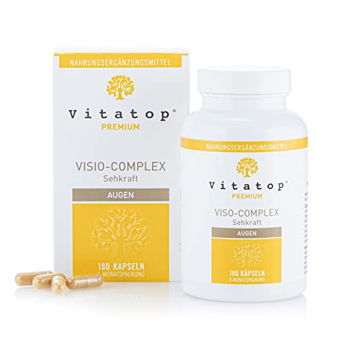 Vitatop VISIO-COMPLEX Sehkraft, 180 Kapseln, Premium-Nahrungsergänzungsmittel, hochdosierte Augen Vitamine, 3-Monats-Vorrat, Laborgeprüft, gluten- und laktosefrei Cover
