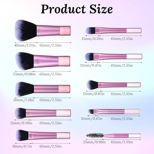10 stuks make-up kwasten voor op reis, mini make-upborstels met etui draagbare reismaat make-up borstels cosmetische borstels kit voor foundation oogschaduw hoogtepunt contour blush en - Afbeelding 3