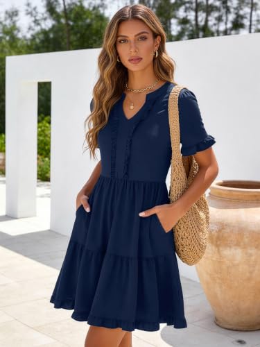 Image of Berydress Womens Summer Dresses 2026 Short Sleeve Babydoll Mini Sun Dress