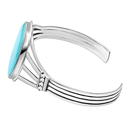 Shop Lc Santa Fe Style Kingman Turquoise Bangle Cuff Bracelet For Women 925 Sterling Silver Jewelry 7" Engagement Anniversary Wedding Promise Boho Western Birthday Gifts #TOP1