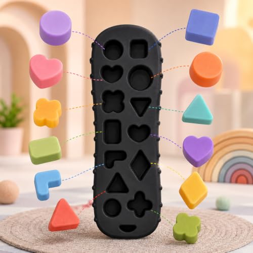 Image of CHICAGOZONE Premium Baby Silicone Teether Ring Toy - BPA Free Soft Teething Toy for Infants, Multi-Texture Sensory Chew Toy, Easy Grip Teether for Babies 3-12 Months, Cute Animal Design (Multicolor) (BLACK REMOTE)