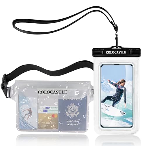 COLOCASTLE Bolsa Impermeable y Funda Impermeable Móvil, Bolsa Estanca Riñonera Impermeable Universal IP68 para Deportes Acuatica, Playa, Natación, Canotaje, Kayak, Surf etc