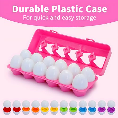 Image of MOONTOY Egg Toy 12 Pieces - Montessori Learning Toy for Toddlers from 1 Year, Motor Skills Game for Colour & Shape Recognition, Sorting Game for Children, Educational Toy for Christmas, Children's Day