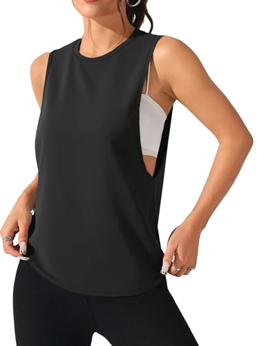 Remidoo Women's Open Side Workout Tank Top Sleeveless Shirt Crewneck Activewear3