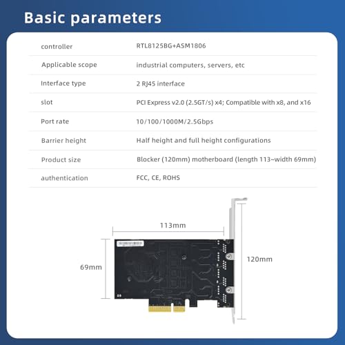 Tarjeta de Red PCI-E X4 de 2,5 Gb con 4 Puertos, Adaptador Ethernet Gigabit de 2500 Mbps con Chip RTL8125B, 4 Puertos RJ45, Compatible con ESXi, Enrutamiento Suave, Arranque PXE y Agrupación de Red para Servidores miniatura 3
