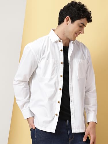 Image of Thomas Scott Men's | Solid | Full Sleeve | Oversized Fit | Cotton Blend | Spread Collar | Casual Shirt