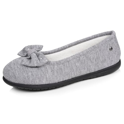 Isotoner Zapatillas de estar por casa para mujer, suaves, ultra cómodas y ligeras, tecnología EVERYWEAR, UE, azul marino, Gris iridiscente, 39 EU