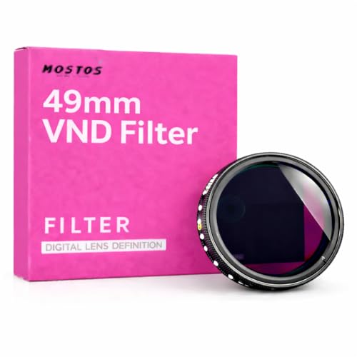 Image of MOSTOS - 49mm Variable ND Filter ND2 to ND400 (1-9 Stop) Adjustable Neutral Density Filter for for Canon RF-S 18-45mm Kit Lens (Make Sure O49 Mark is Written On Your Lens)