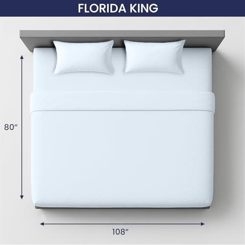 Image of SGI 108 inchx80 inch 4 Pc Florida King Sheet Set 600 TC 18 inch Deep, Light Blue